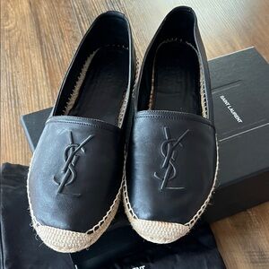 YSL Black Leather Espadrilles